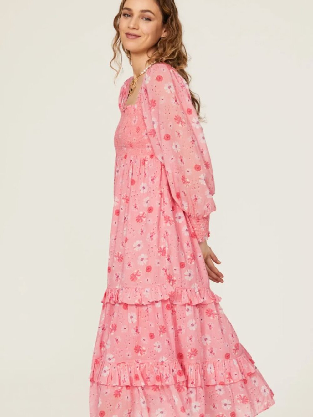 LoveShackFancy Miri Dress in Coral Blaze Size S